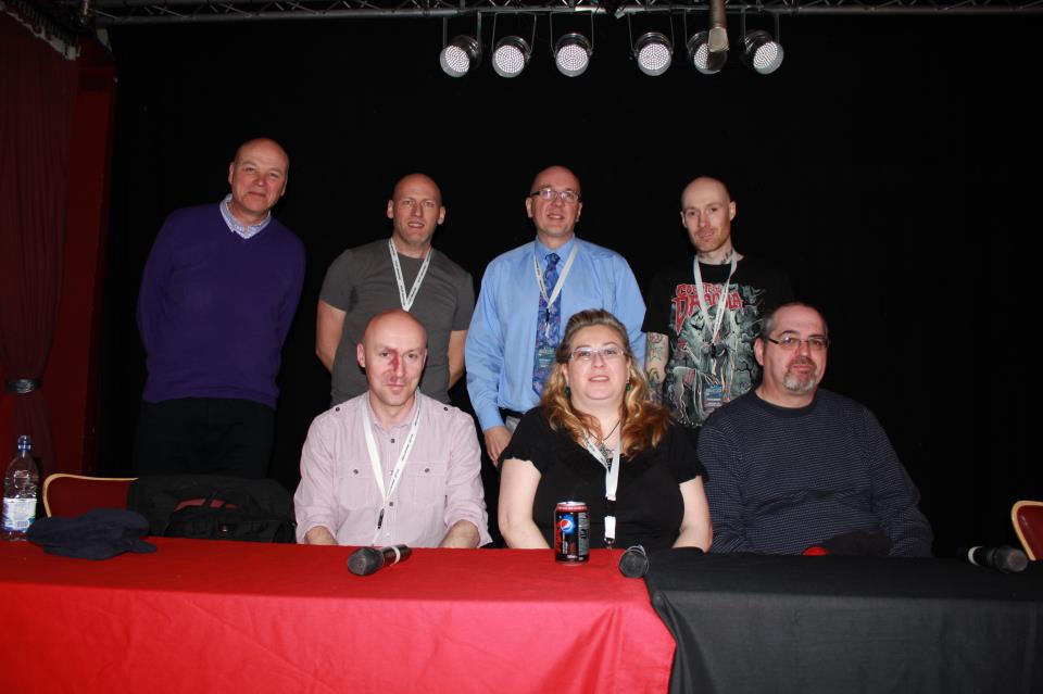 Writing Horror panel with (l-r) Simon Clark, Christopher Brookmyre, me, Gordon Roxborough, Theresa Derwin, Wayne and Steve Lockley (photo: Gary Main)